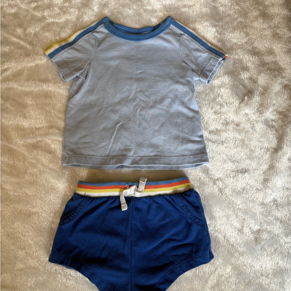 Cat & Jack Light Blue Striped Matching Set